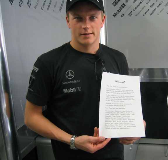 Kimi with good luck  message